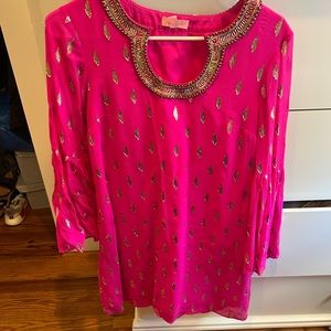 Lilly Pulitzer Pink Dress with Gold Accents